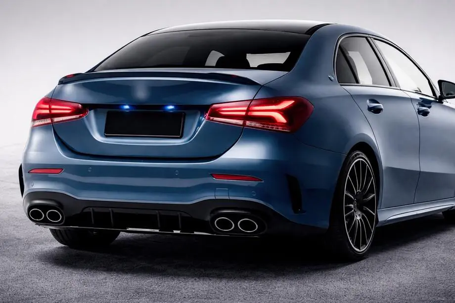 Mercedes A-class W177 2018- рр. Задній дифузор з насадками (Дизайн A45 SD)