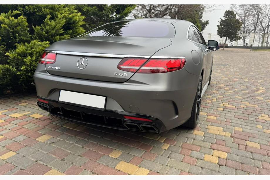 Mercedes S-class C217 Coupe 2014-2020 рр. Задній дифузор з насадками Black (2018-2020, Дизайн S-COUPE63) Image