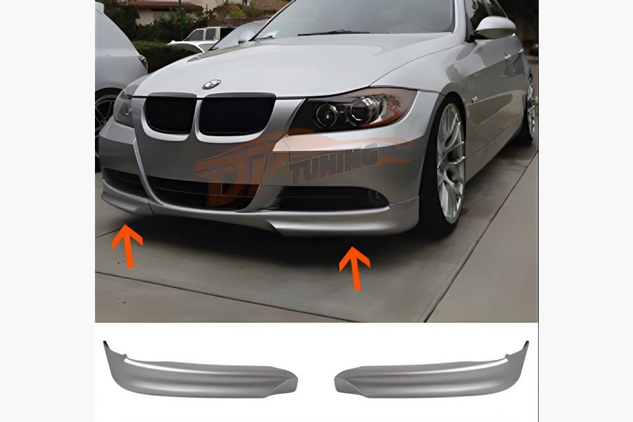 BMW 3 серія E90/E91 2005-2011 рр. Передня Flap накладка DPT (для E90 Base 2005-2008, чорний глянець, 2 шт)