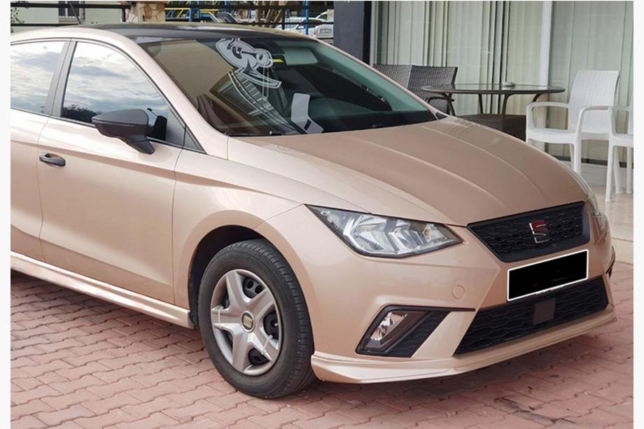 Seat Ibiza 2010-2017 рр. Передня Lip накладка DPT V-3 (чорний глянець) Фото 2
