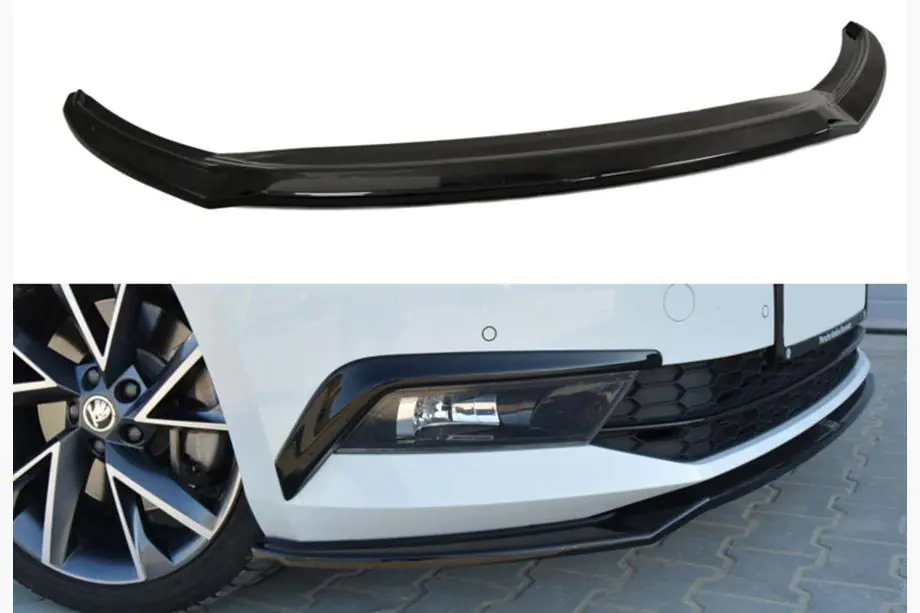Skoda Superb 2015-2024 рр. Передня Lip накладка DPT V-2 (2015-2020, чорний глянець)
