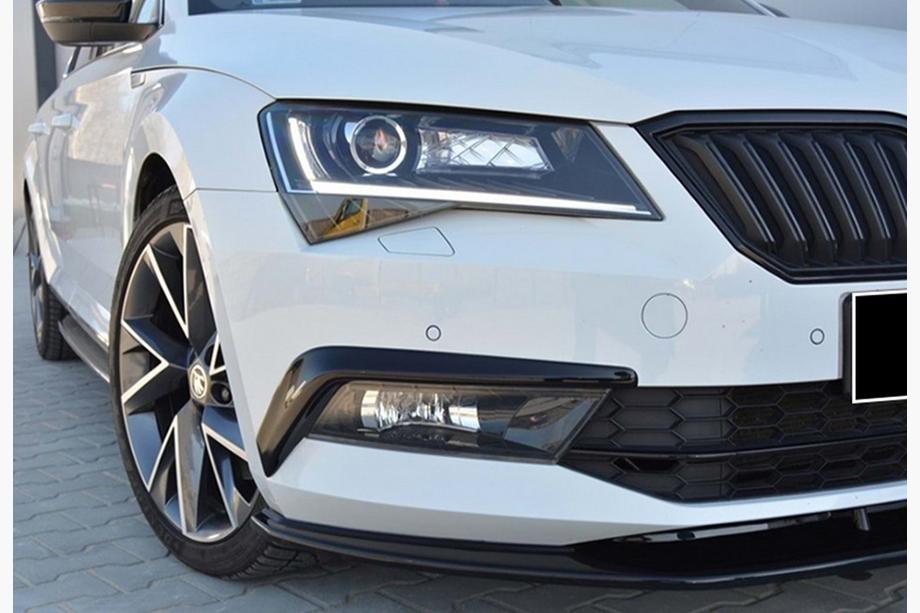 Skoda Superb 2015-2024 рр. Передні Lip накладка на бампер DPT V-4 (2015-2020, чорний глянець) Фото 2