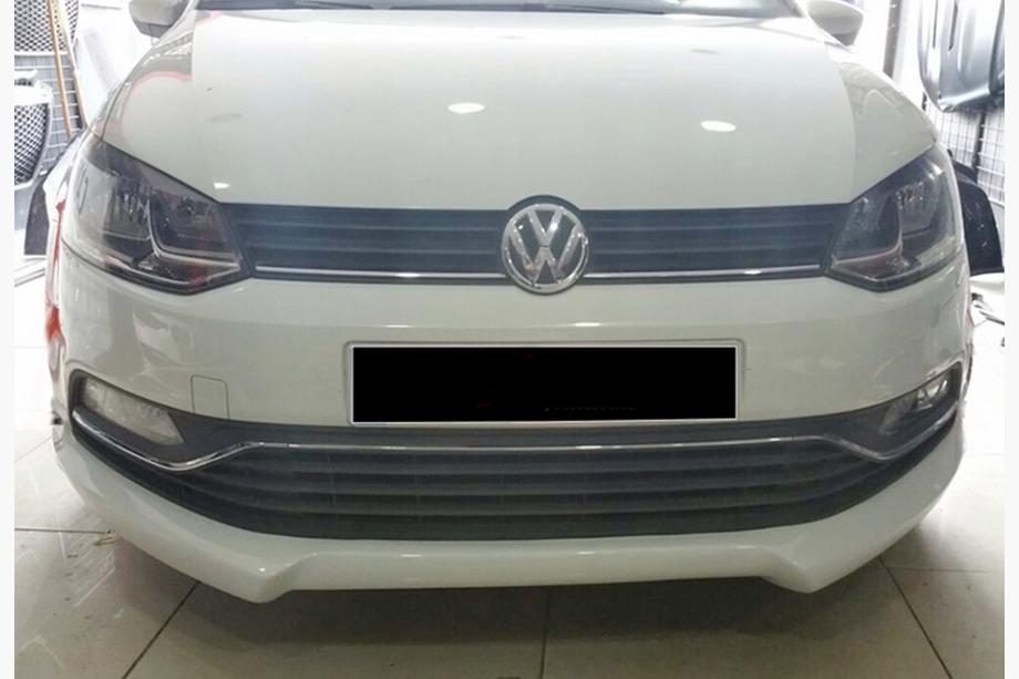 Volkswagen Polo 2010-2017 рр. Передня Lip накладка DPT (2014-2017, чорний глянець) Фото 1