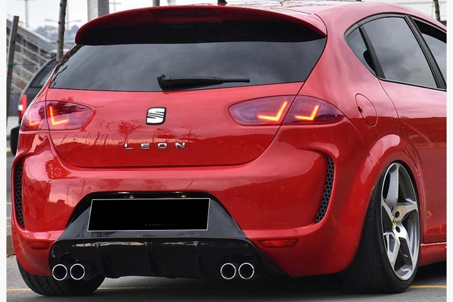 Seat Leon 2005-2012 рр. Задній дифузор DPT V-1 (2009-2012, чорний глянець) Фото 1