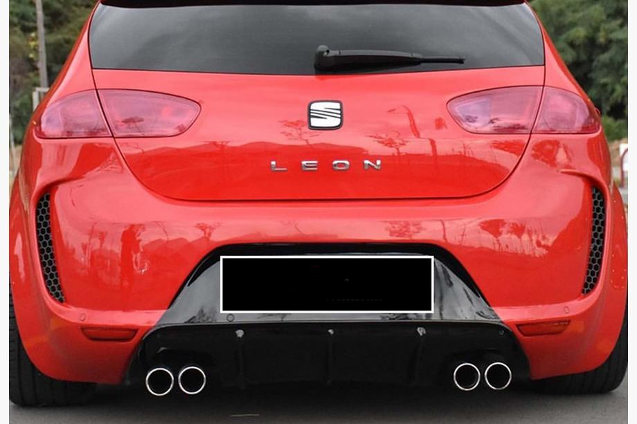 Seat Leon 2005-2012 рр. Задній дифузор DPT V-1 (2009-2012, чорний глянець) Фото 2