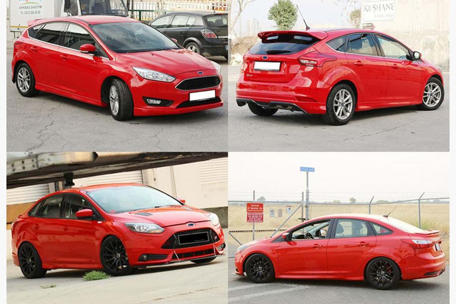 Ford Focus III 2011-2017 рр. Бокові пороги DPT (SD, 2015-2017, чорний глянець) Image