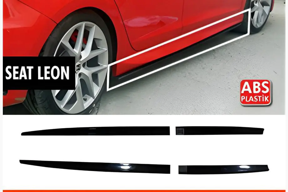 Seat Leon 2013-2020 рр. Бокові пороги DPT V-5 (чорний глянець) Фото 1