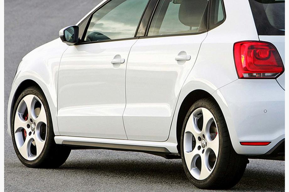 Volkswagen Polo 2010-2017 рр. Бокові пороги DPT V-2 (чорний глянець) Фото 3