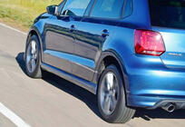 Volkswagen Polo 2010-2017 рр. Бокові пороги DPT V-3 (чорний глянець) фото 1