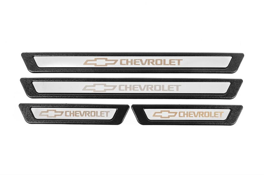 Chevrolet Універсальні накладки на пороги Chevrolet V-3 (4 шт., нерж) Фото 2
