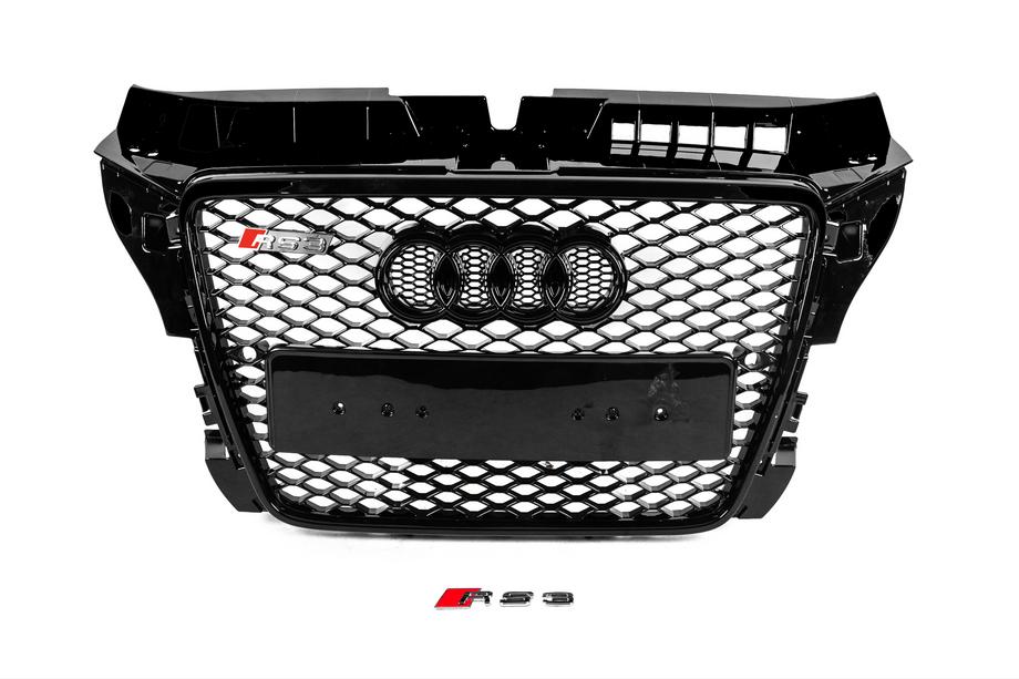 Audi A3 2003-2012 рр. Передня решітка RS-style (2008-2012, чорна з хромом) Фото 1
