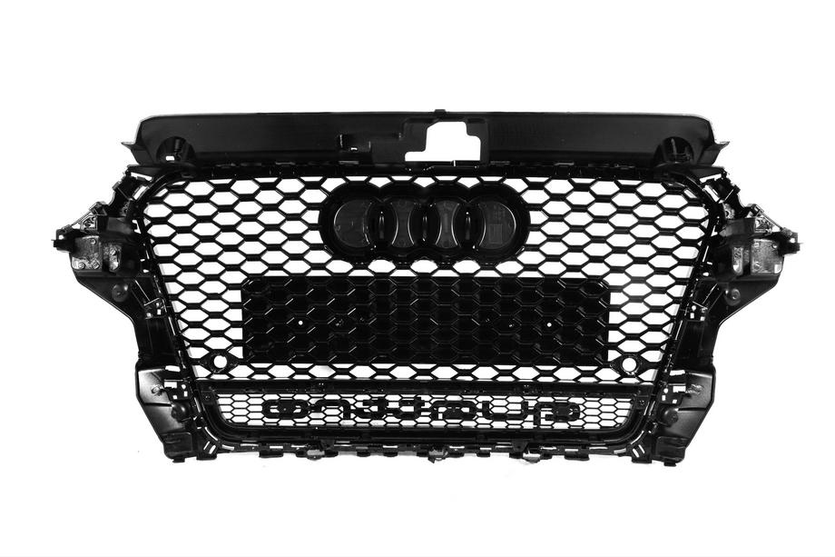 Audi A3 2012-2020 рр. Передня решітка RS-style з написом Quattro (2012-2016, чорна) Фото 4
