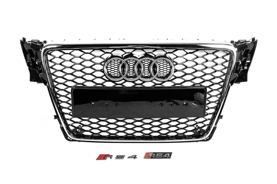 Audi A4 B8 2007-2015 рр. Передня решітка RS-style V-2 (2007-2011, чорна з хромом) Фото 1