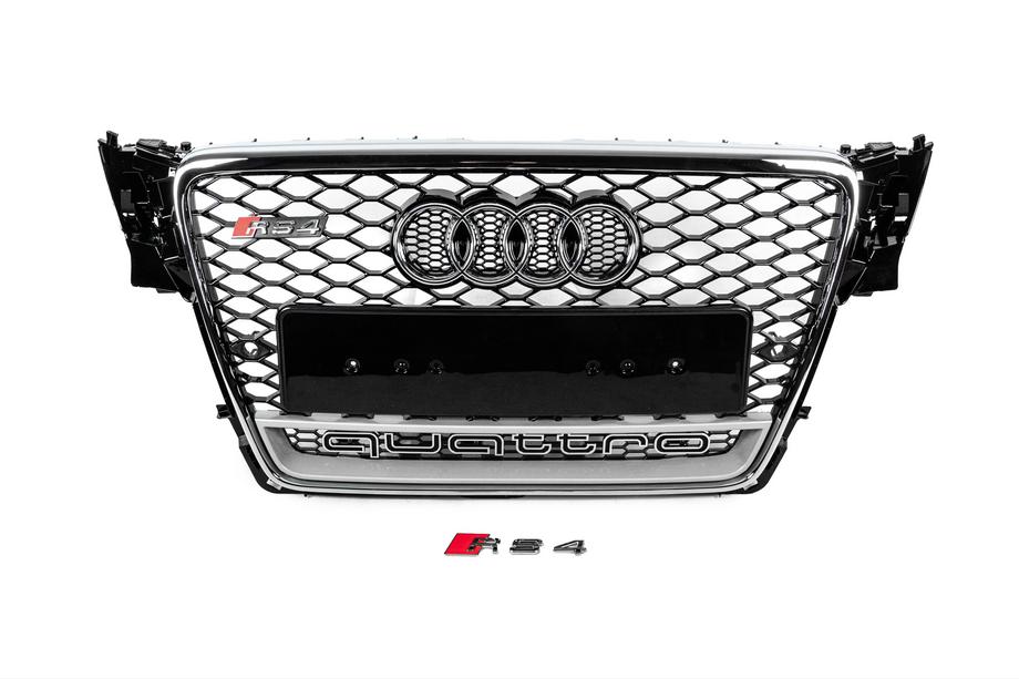 Audi A4 B8 2007-2015 рр. Передня решітка з написом Quattro RS-style (2007-2011, чорна) Image