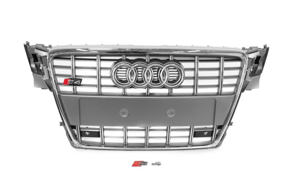 Audi A4 B8 2007-2015 рр. Передня решітка S-style (2007-2011, сіра з хромом) Фото 1