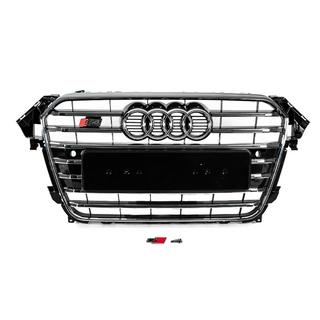 Передня решітка S-style (2012-2015, чорна з хромом) Audi A4 B8 2007-2015 рр. фото 1