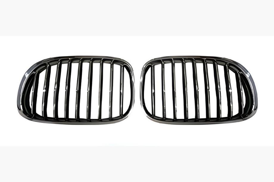 BMW 7 серія F01/F02 2008-2015 рр. Ніздрі 1 Bar (чорний глянець з хром окантовкою) Фото 2