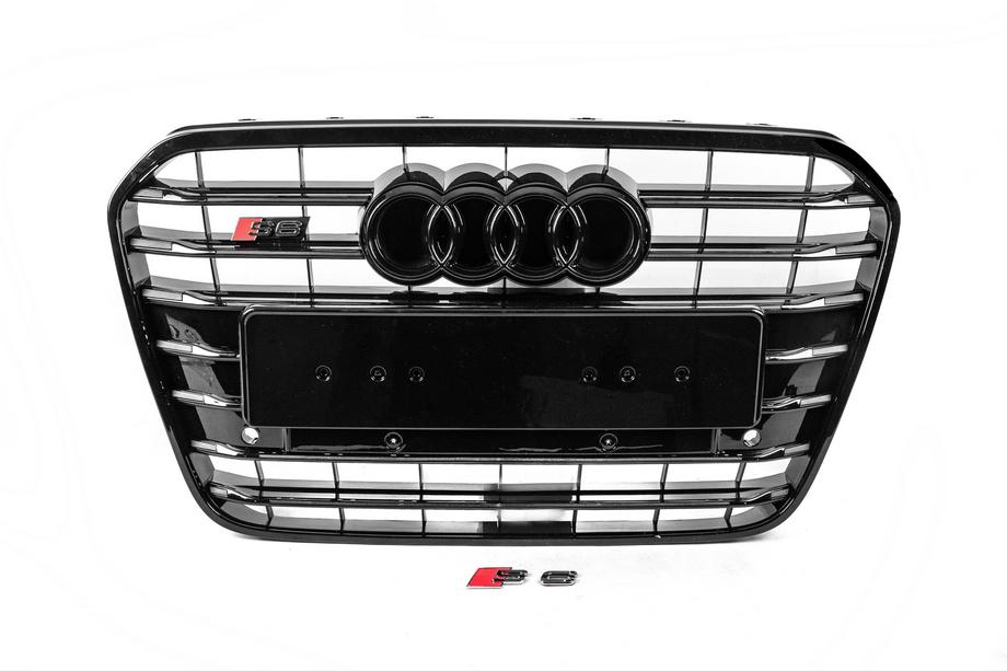 Audi A6 C7 2011-2018 рр. Передня чорна решітка з чорною рамкою S-style (2011-2014) Фото 1