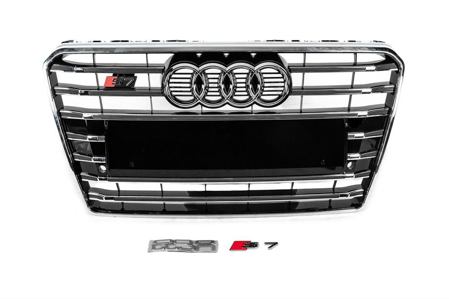 Audi A7 2010-2018 рр. Передня решітка S-Style (2010-2014, чорна з хромом)