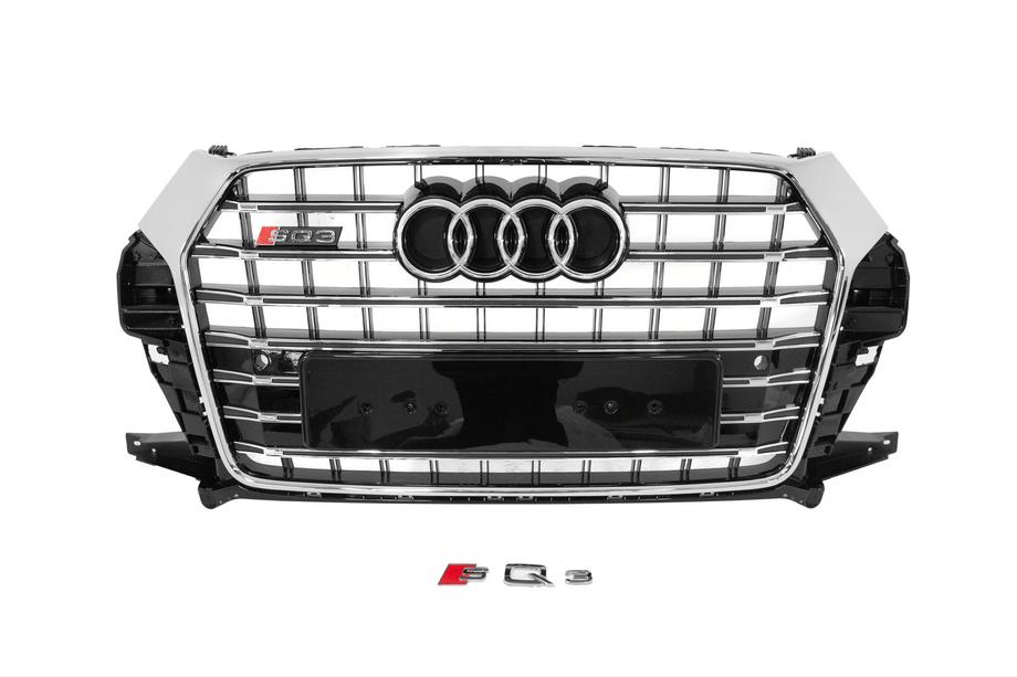 Audi Q3 2011-2019 рр. Передня решітка SQ-Style (2015-2019, чорна з хромом)
