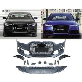 Передній бампер з чорною решіткою RS6-Style (2014–2017) фото 2