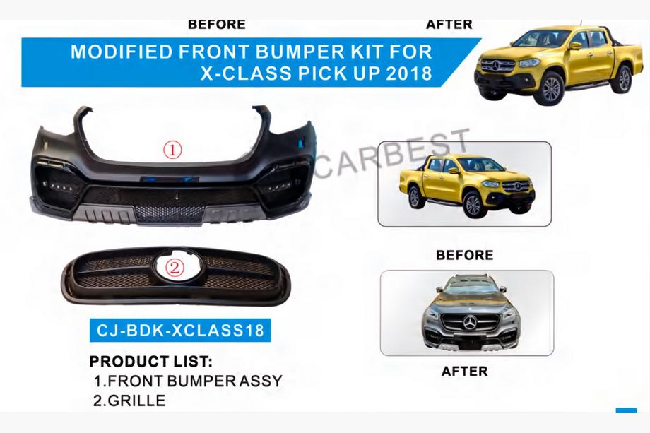 Mercedes X class 2017-2020 рр. Передній бампер з решіткою (стиль AMG) Image