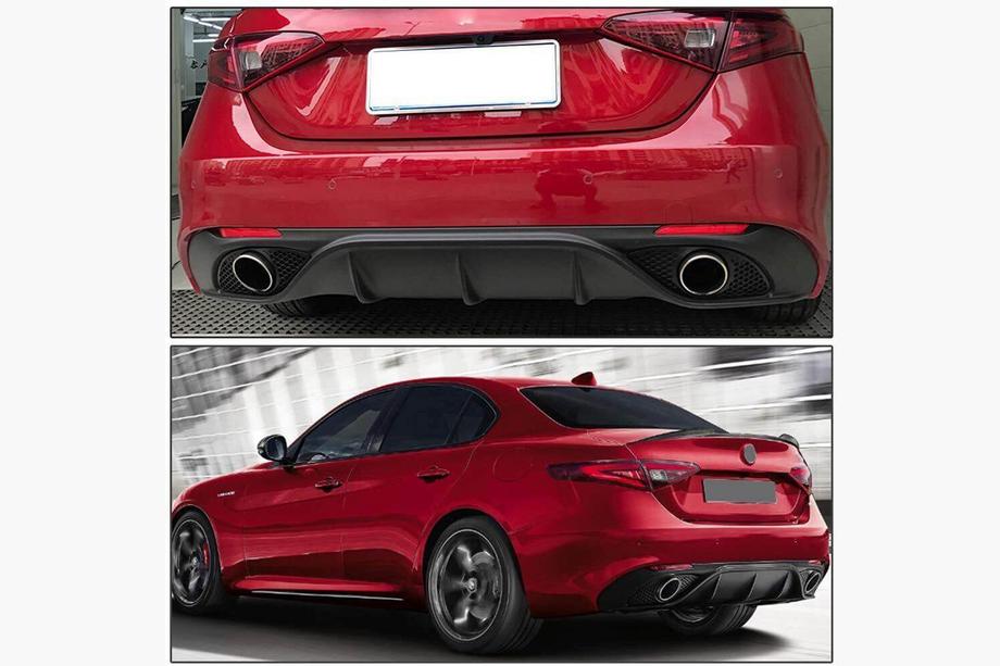 Alfa Romeo Giulia 2016-2022 рр. Диффузор заднього бампера Ліп Карбон V2 (Карбон) Фото 5