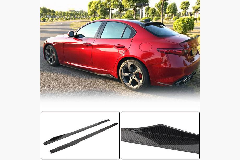 Alfa Romeo Giulia 2016-2022 рр. Бокові пороги V3 (для Base/Sport, Карбон) Фото 2