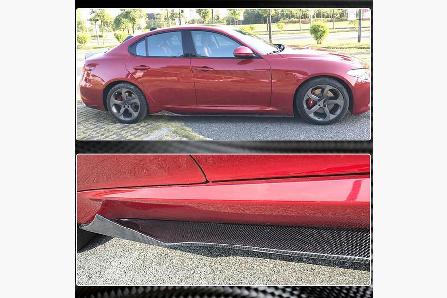 Alfa Romeo Giulia 2016-2022 рр. Бокові пороги V3 (для Base/Sport, Карбон) Фото 4