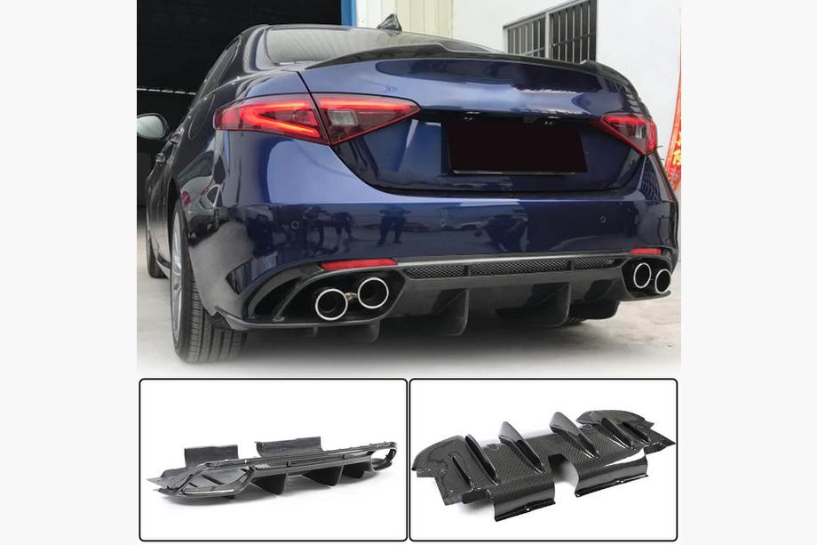 Alfa Romeo Giulia 2016-2022 рр. Дифузор заднього бампера V1 (для Base, Карбон) Image