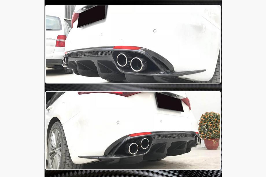 Alfa Romeo Giulia 2016-2022 рр. Дифузор заднього бампера V1 (для Base, Карбон) Фото 3