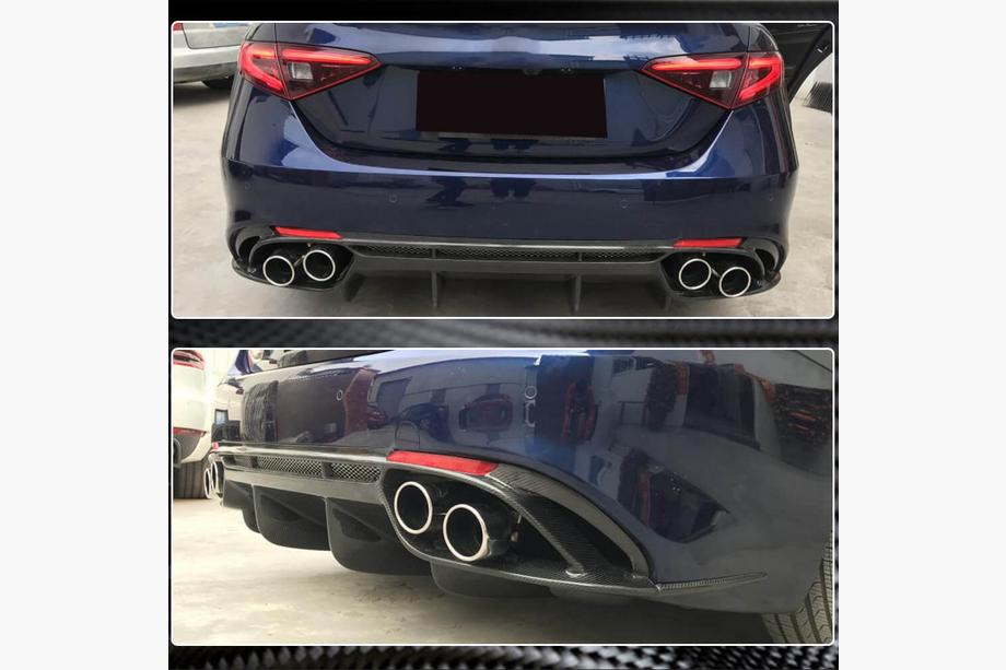 Alfa Romeo Giulia 2016-2022 рр. Дифузор заднього бампера V1 (для Base, Карбон) Фото 4