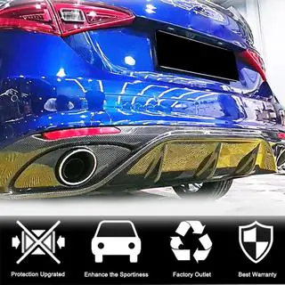 Дифузор заднього бампера з насадками V2 (для Base, Карбон) Alfa Romeo Giulia 2016-2022 рр. фото 3