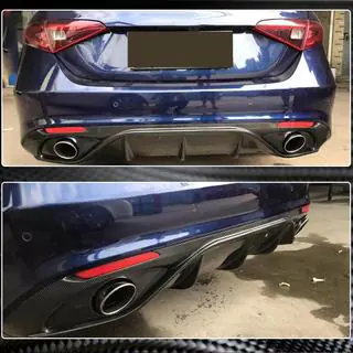 Дифузор заднього бампера з насадками V2 (для Base, Карбон) Alfa Romeo Giulia 2016-2022 рр. фото 4