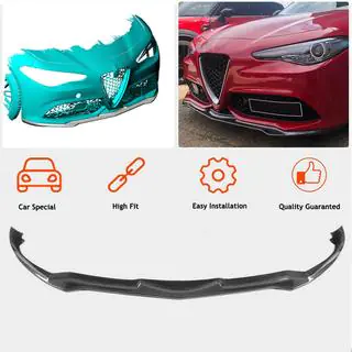 Накладка на передній бампер Lip V2 (для Sport, Карбон) Alfa Romeo Giulia 2016-2022 рр. фото 3