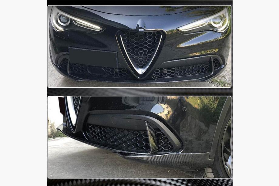 Alfa Romeo Stelvio 2016- рр. Передня лип накладка (для Base, 2017-2023, Карбон) Фото 4