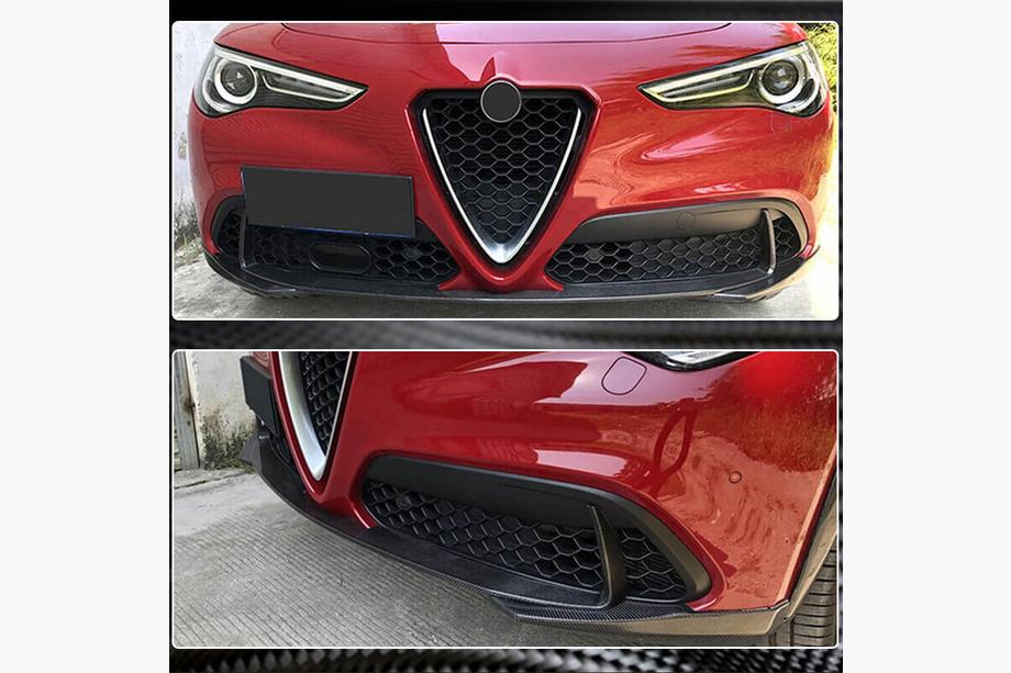 Alfa Romeo Stelvio 2016- рр. Передня лип накладка (для Base, 2017-2023, Карбон) Фото 5