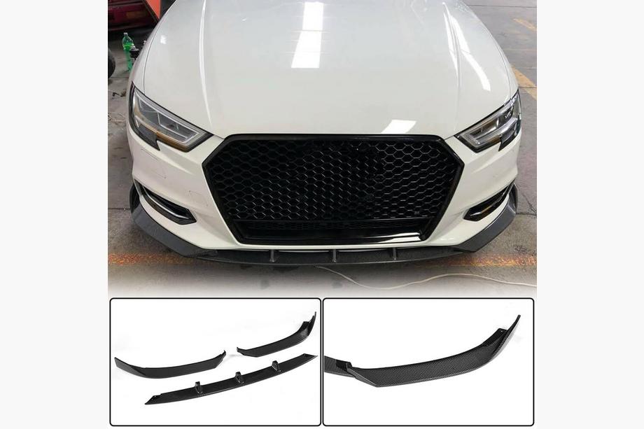 Audi A3 2012-2020 рр. Накладка на передній бампер Lip V1 (для Base 2017-2020 SD, Карбон) Image