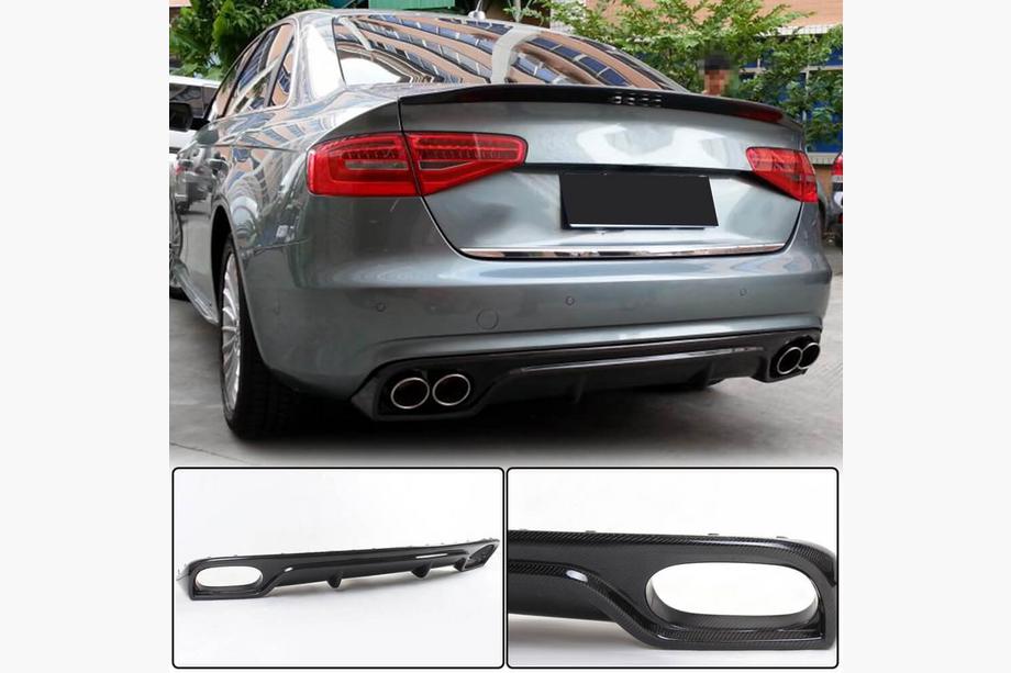 Audi A4 B8 2007-2015 рр. Дифузор заднього бампера (для Base 2011-2015, Карбон) Image
