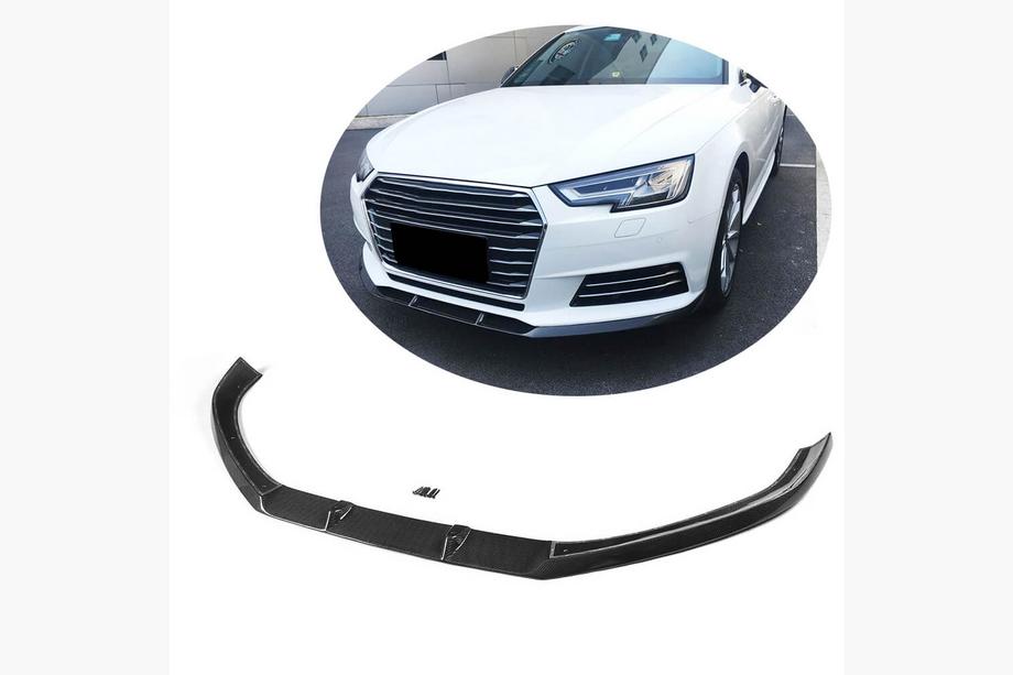 Audi A4 B9 2015-2024 рр. Накладка на передній бампер Lip V1 (для Base Sedan 2015-2019, Карбон) Image