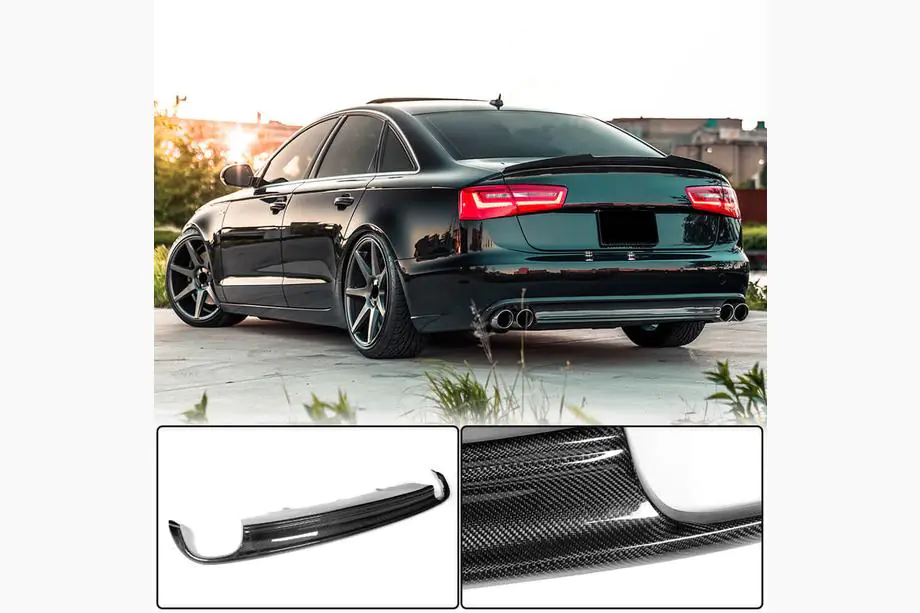 Audi A6 C7 2011-2017 рр. Дифузор заднього бампера Карбон (для Base 2011-2014) Image