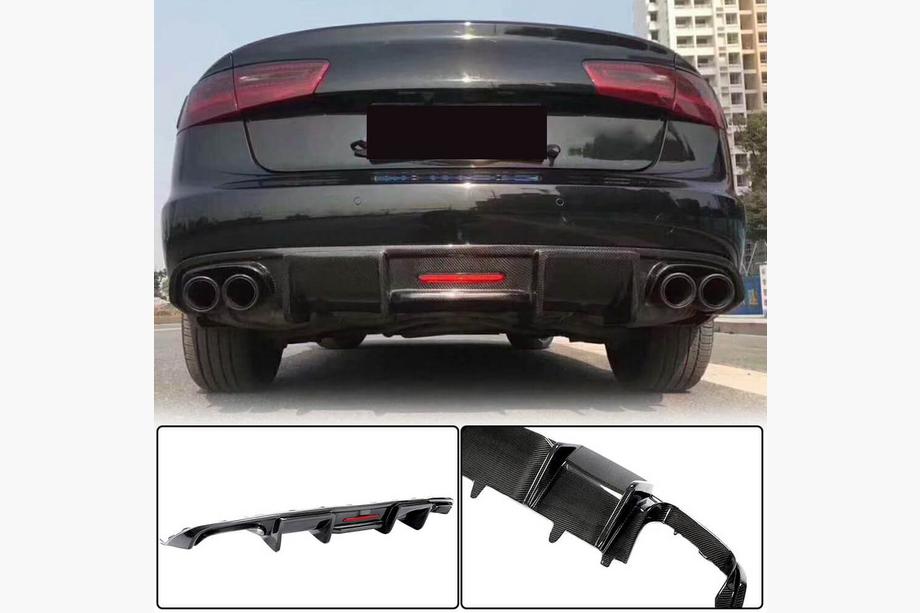 Audi A6 C7 2011-2017 рр. Дифузор заднього бампера Карбон (для Base 2014-2018) Image