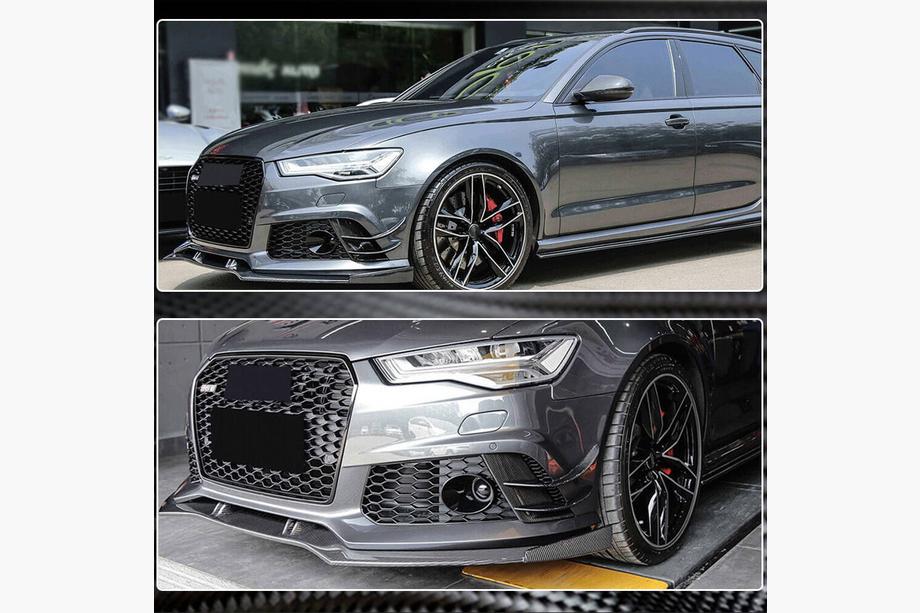 Audi A6 C7 2011-2017 рр. Накладки на передній бампер (для RS6, 4 шт, Карбон) Фото 4