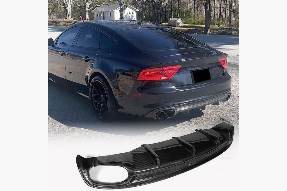 Audi A7 2010-2018 рр. Дифузор заднього бампера V2 (для S-Line, 2010-2014, Карбон) Image