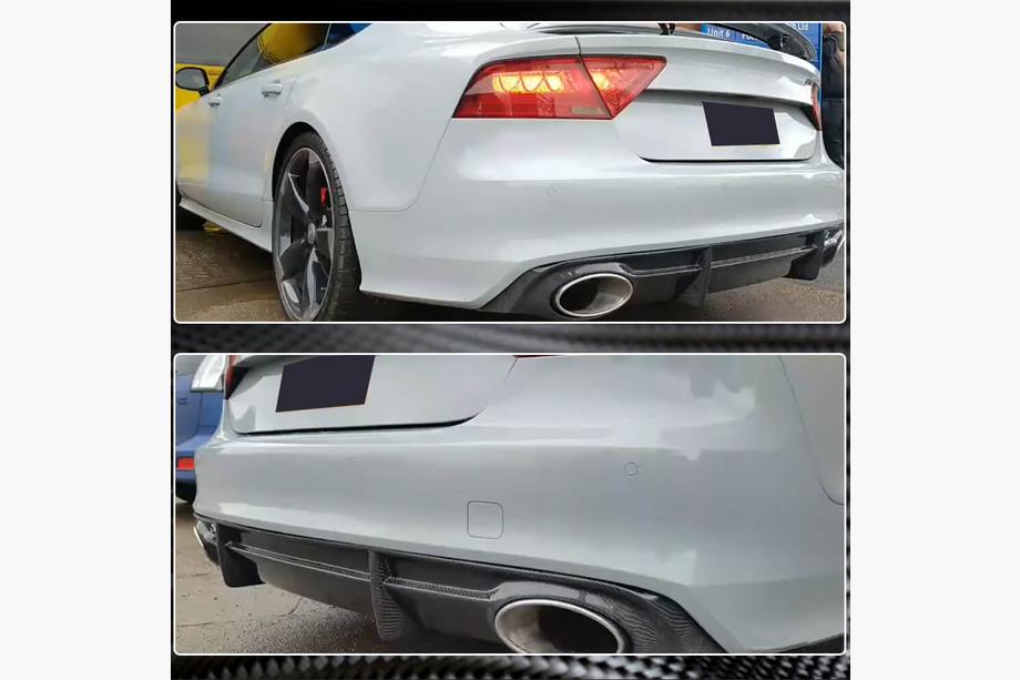 Audi A7 2010-2018 рр. Дифузор заднього бампера V3 (для S-Line, 2010-2014, Карбон) Фото 4