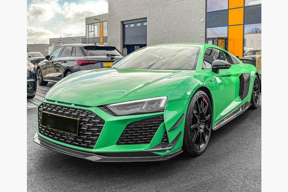 Audi R8 2015- рр. Накладка на передній бампер Lip V2 (2023+, Карбон) Фото 4