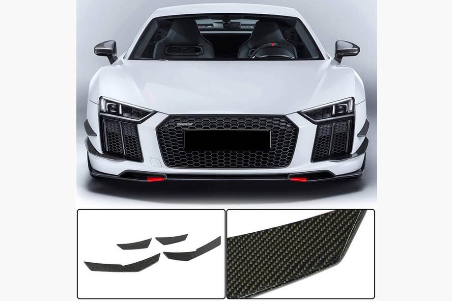 Audi R8 2015- рр. Накладки на передній бампер V3 (2015-2020, Карбон) Фото 1