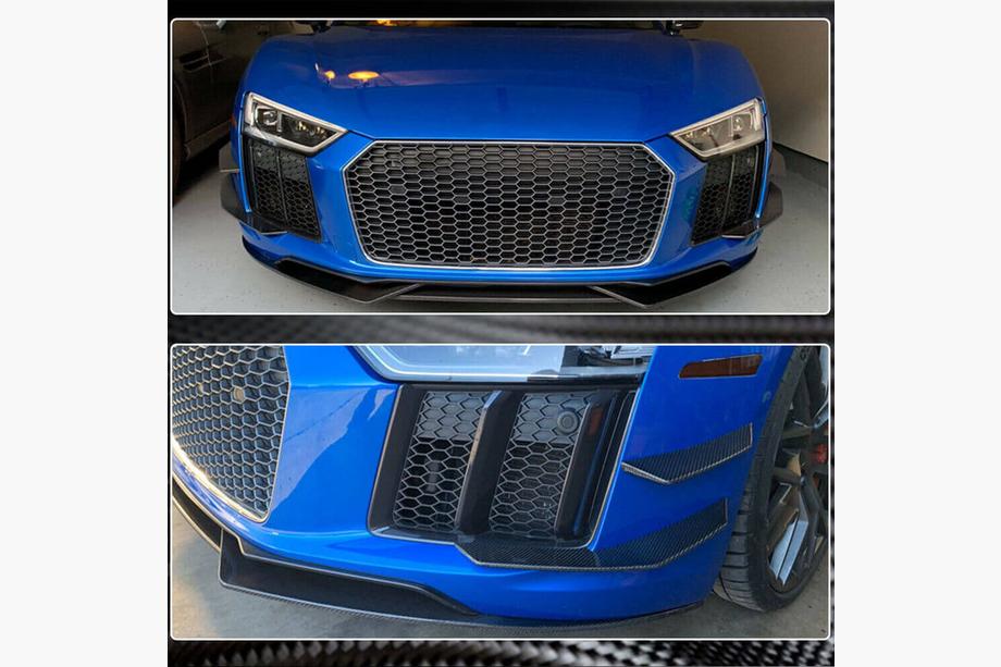 Audi R8 2015- рр. Накладки на передній бампер V3 (2015-2020, Карбон) Фото 4