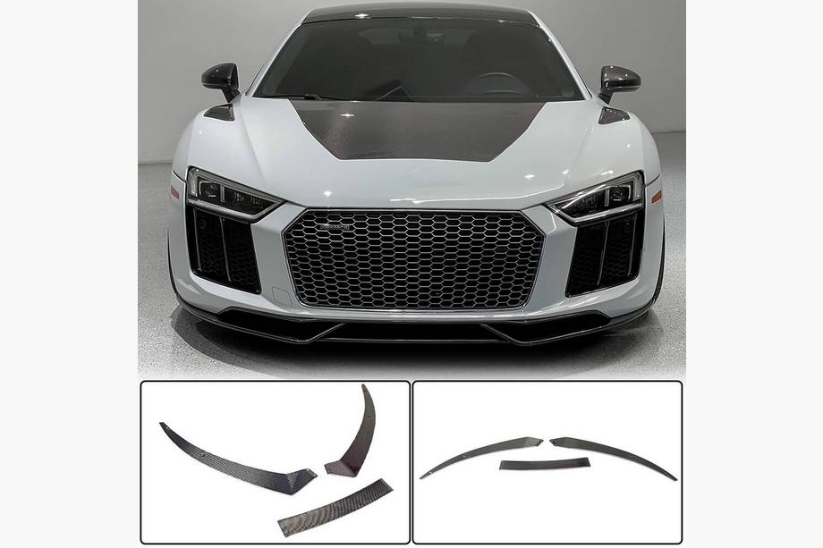 Audi R8 2015- рр. Накладка на передній бампер Lip V1 (2015-2020, Карбон) Фото 1