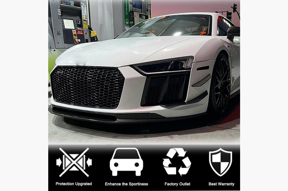 Audi R8 2015- рр. Накладка на передній бампер Lip V2 (2015-2020, Карбон) Фото 2